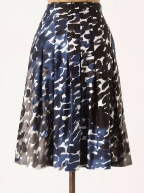 Maeve by Anthropologie Pleated Midi Skirt Sz 2 Colorful Abstract Watercolor